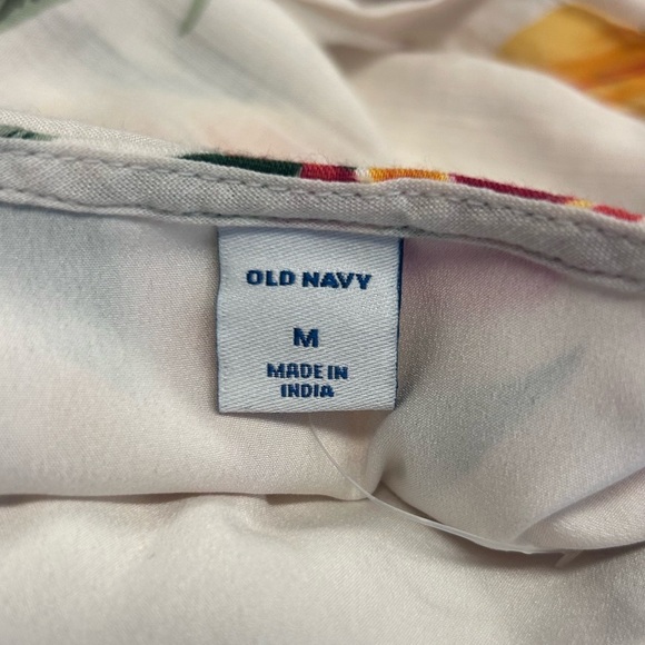 Old Navy White Tropical Floral Waist-Defined Bell-Sleeve Faux-Wrap Dress Size M - Picture 9 of 11
